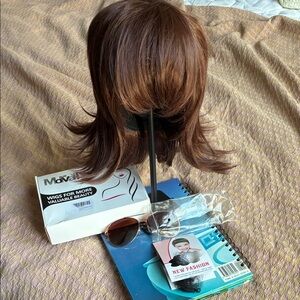 Vintage Mullet Wig, glasses and hair net